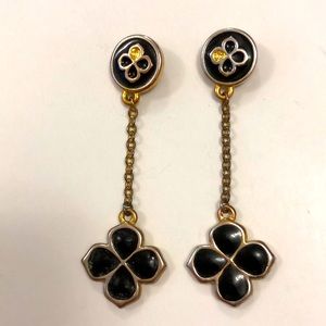 Earrings (2) Black Clover hanging studs with plastic & Metal backings Very good